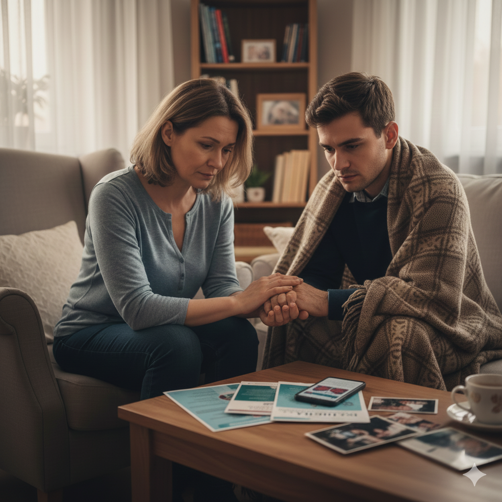 dwoje osób siedzi nad problemem