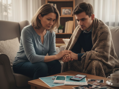 dwoje osób siedzi nad problemem